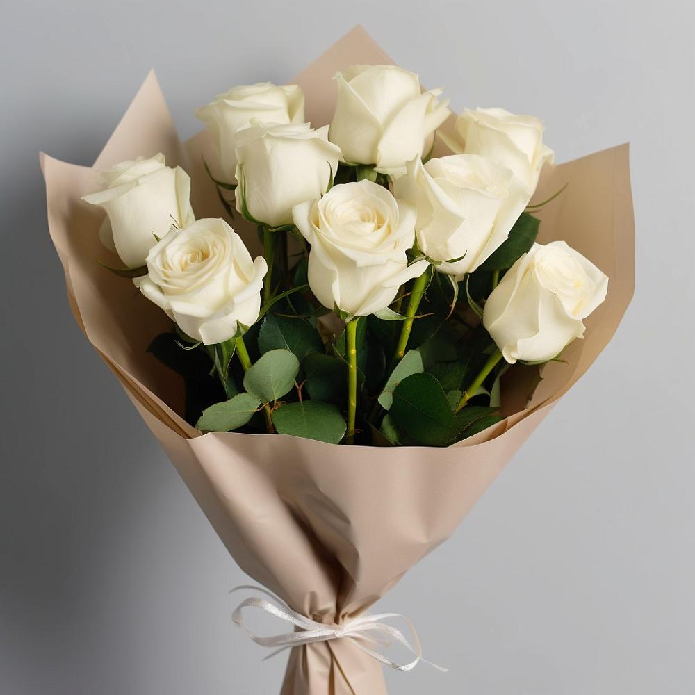 Букет 9 Белых роз Эдлесс Лав в Панино