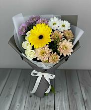 Букет цветов из:  Розы, Герберы и Хризантемы #REPLACE_PRED# Панино