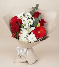 Букет цветов из:  Розы, Хризантемы, Герберы и Лилии в Панино