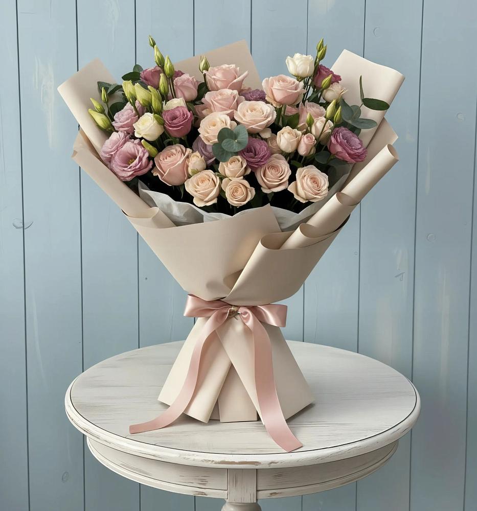 Букет цветов из: Розы и Лизиантусы в Панино