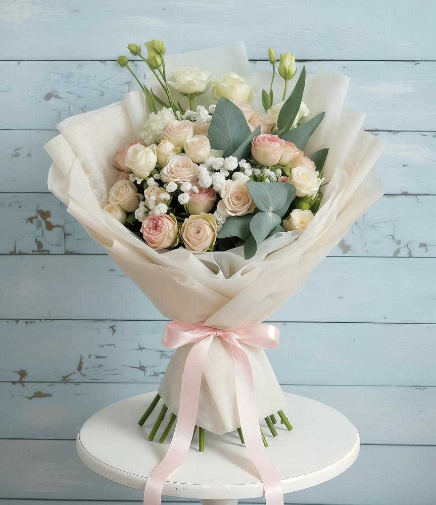 Букет цветов из: Розы и Лизиантусы в Панино