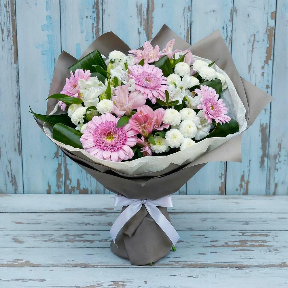 Букет цветов из: Герберы, Альстромерии и Хризантемы в Панино